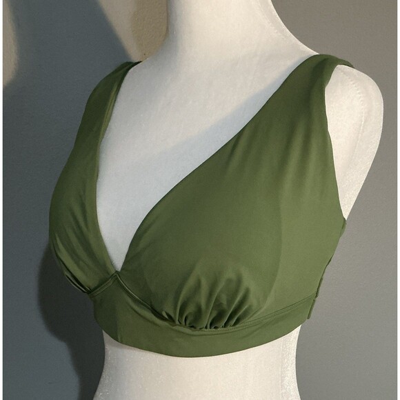NEW Knix Deep V Plunge Bikini Top Swimsuit  Adjustable Straps Green Size XL+ - Picture 2 of 8